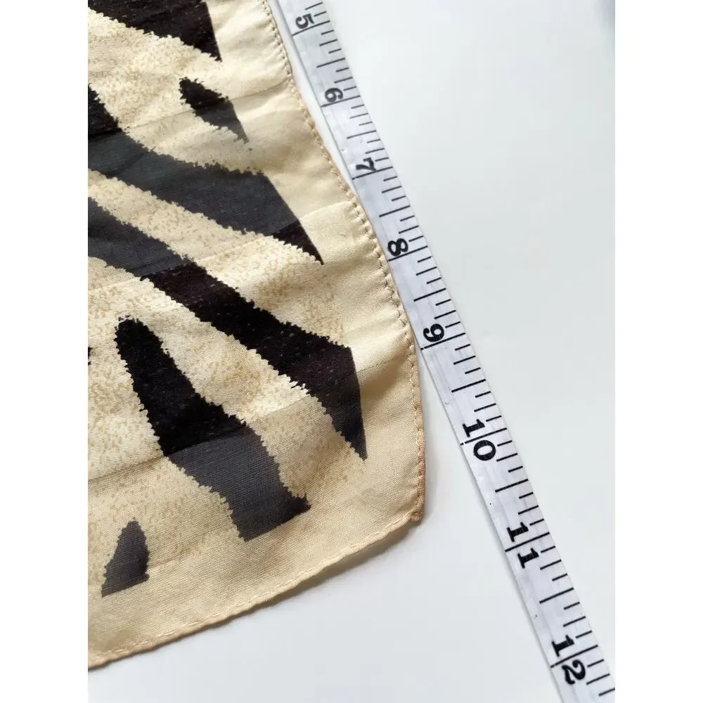 Vintage Anne Klein Beige and Black Zebra Print Oblong Scarg